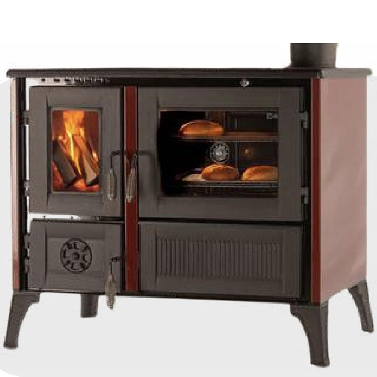 Vedkomfyr 4013 8 kW Rød