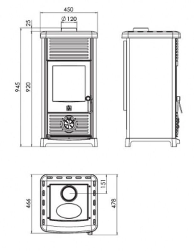 Peisovn modell Maestral 6,5kW med koketopp sort