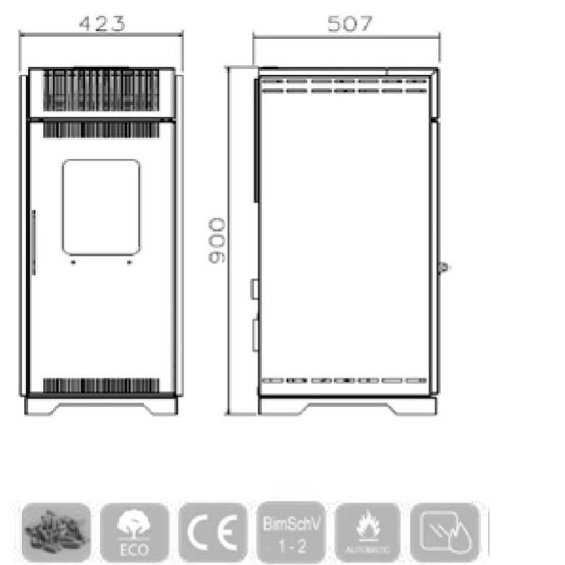 Pelletsovn P10 Air 10 kW Sort
